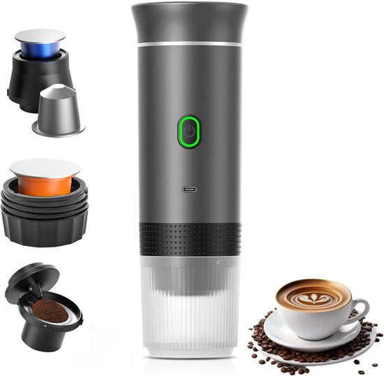 Merkloos / Sans marque Koffiemachines - Koffiezetapparaat - Draagbaar Koffiezetapparaat - Koffiemolen - Compact koffiezetapparaat - Miniatuur draagbaar espressoapparaat - Elektrisch reiskoffiezetapparaat met verwarming - Van 60 ml - Voor wandelen - G