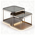 Salontafel set van metaal en glas met verlichting afmeting 40 x 40 x 50 cm