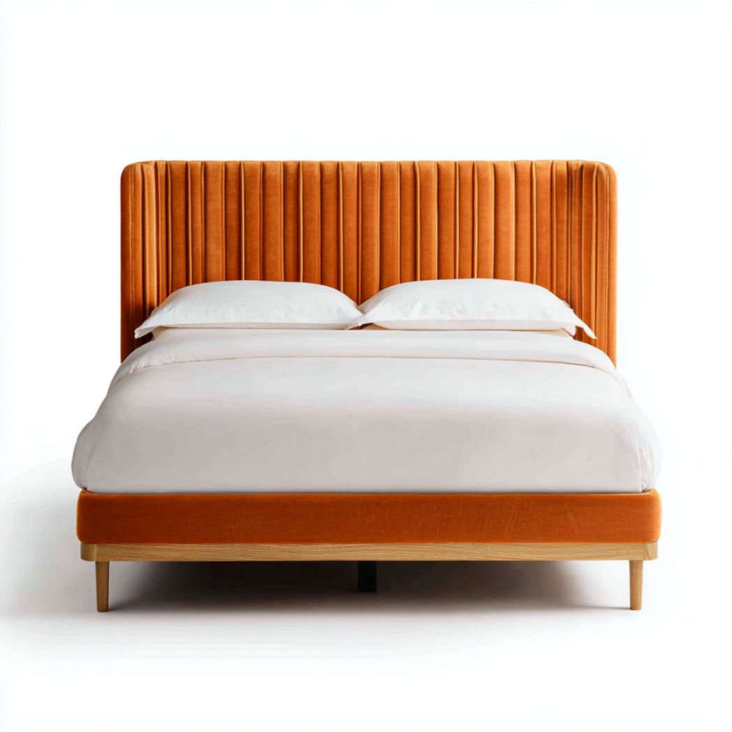 Bed met stoffen bekleding in groen blauw 200 x 160 x 100cm inclusief matrassen