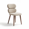 Stoel met dubbele rugleuning van textiel in beige en houten poten 45 x 45 x 80cm
