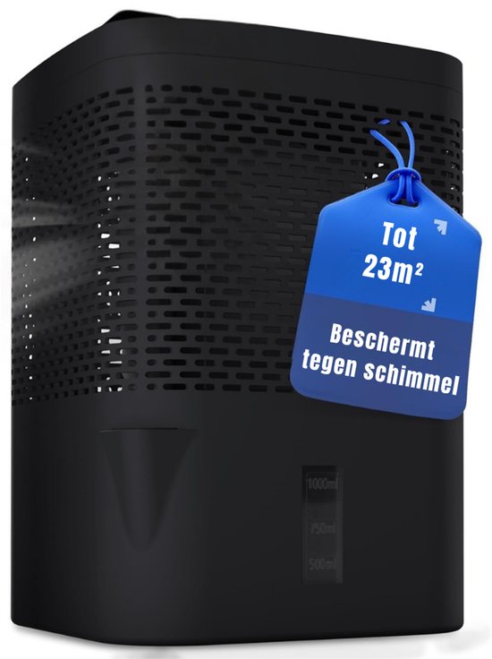 Ren REN® Ontvochtiger Kelder - Vochtvreter - Ontvochtiger Huis - Extreem Stil - 1000ML Capiciteit - Zwart - 15cm x 15cm x 22cm