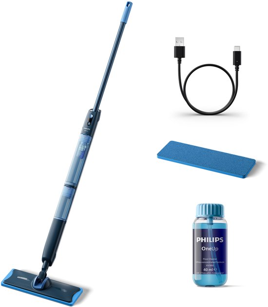 Philips OneUp Elektrische Dweil 5000 series XV5113/01 - Dweilsysteem - Vloerreiniger - Vuil water opzuigen - 2 standen - 70min dweilen - Geen emmer nodig(Dweildoek， Schoonmaakmiddel， USB-C kabel/70)