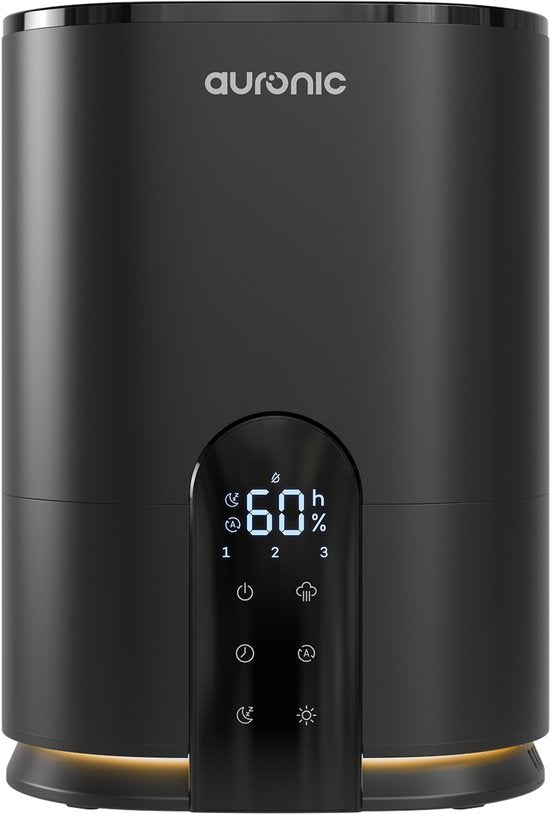 Auronic Luchtbevochtiger - 4 Liter - 40m2 - Geschikt voor Woonkamer, Kantoor, Slaapkamer, Babykamer en Meer - Met Aromatherapie - BPA-Vrij - Zwart(Zwart-2/4 l)