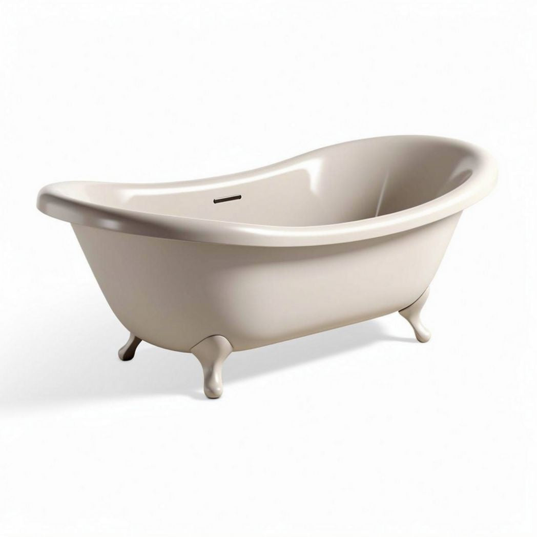 Freestanding badkuip van kunststof met afgeronde randen en beige kleur 150 x 75 x 60cm