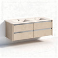 Wandmeubel met dubbele wastafels van hout in lichtbeige 120 x 45 x 40cm