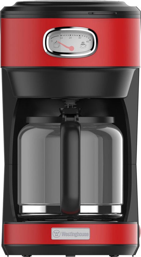 Westinghouse Retro Filter-koffiezetapparaat – Filterkoffie – Herbruikbaar Filter – 1,25L – 10 Koppen – 1000W – Rood(Rood)