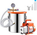 Merkloos / Sans marque 5 Gallon Vacuümkamer  3,5 CFM Pompset, Ontgassingskamer Met Acryl Deksel, Olie, Slang voor Hars en Epoxy, Roestvrij Staal