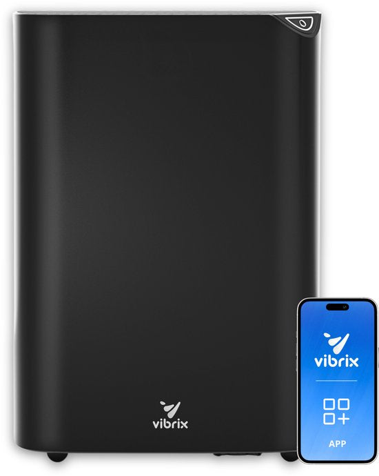 Vibrix DryFlow20 Pro Luchtontvochtiger  Luchtreiniger – 20L per dag – Bediening via App – Ionisator  UV-licht – Wasdroogfunctie – Energiezuinig – Voor Badkamer, Kelder en Zolder – Dehumidifier(20 l)