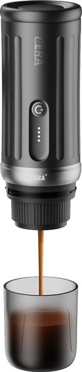 Cerapresso draagbare espressomachine - je espresso is op, de accu nog lang niet - 13.500 mAh, tot 8 kopjes per lading - capsules  gemalen koffie - dubbele espresso - auto, werk, camping  reizen - Cera+(Zwart)
