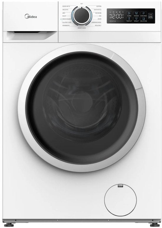 Midea MF110W70BA10/W-HR - Wasmachine - Voorlader - Wit - A label - 72 dB - 1400 rpm - 45 l Waterverbruik (per cyclus, programma eco 40-60) -Engels display