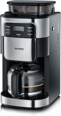 Severin KA 4810 Filter Koffiezetapparaat met bonenmaler - Glazen kan - Aromaselectie - Timerfunctie - Zwart / Rvs