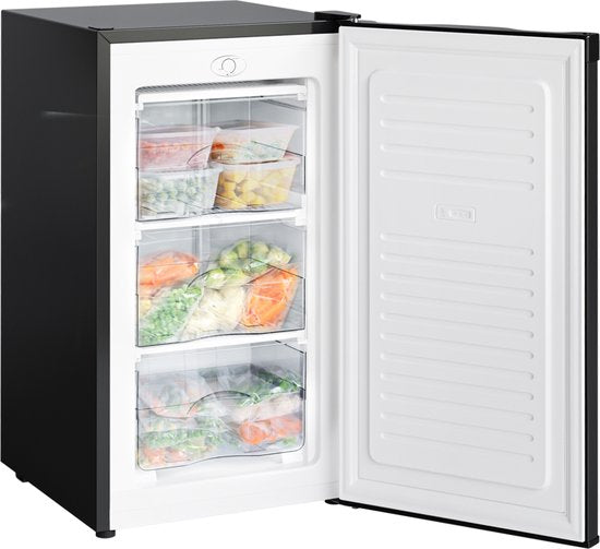 KitchenBrothers Vriezer - 64L - Diepvriezer - Compact Tafelmodel - 3 Vrieslades - Diepvrieskast - Vrijstaand - Zwart(Zwart)