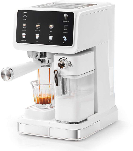 jently Jently espressomachine - koffiemachine - koffiezetapparaat - automatische melkopschuimer - latte/cappuccino/heet water - wit