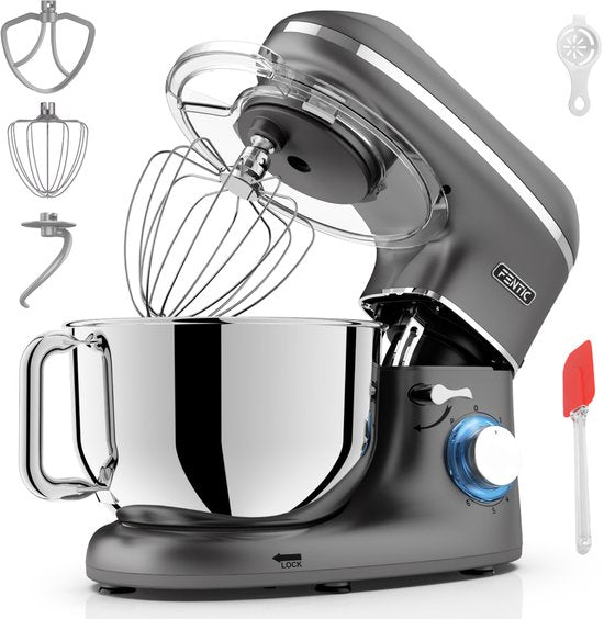 Fentic Keukenmachine – 2000W – Keukenrobot - Foodprocessor - 6,2L Mengkom – Incl. extra Accessoires – Antraciet(Mat antraciet)