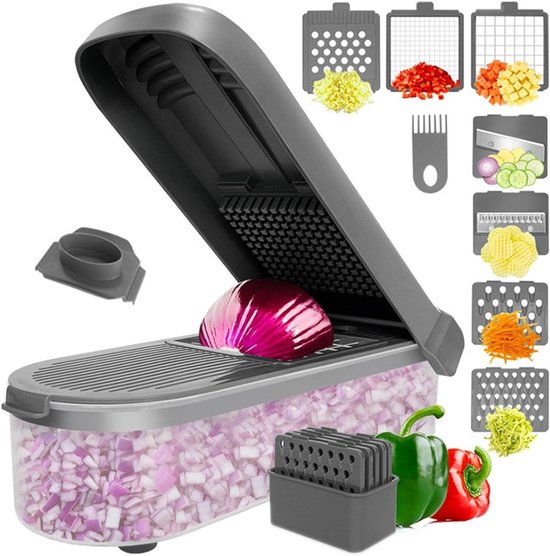 Merkloos / Sans marque Groentechopper met container - Keuken artifact Voedsel snijder - Maaltijden voorbereiden - Antislip basis