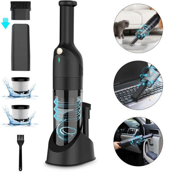 Grenintol H6X - Handstofzuiger Oplaadbaar - Kruimelzuiger Snoerloos - Auto Stofzuiger Draadloos - Krachtige Zuigkracht 25000Pa - Voor Thuis  Auto - Opzetstukken en Extra HEPA Filter - Compact - Geschikt Voor Huisdierharen(H6X)