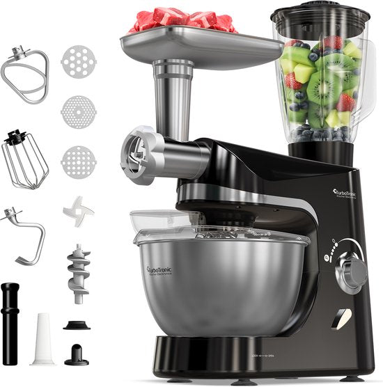 TurboTronic TT-007 / Keukenmachine - Staande Keukenmixer- keukenrobot -Foodprocessor - 5 Liter - 2000W - Zwart