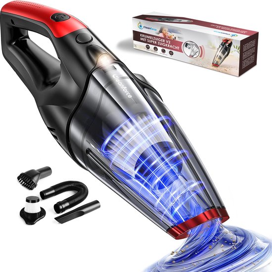 Cleanforce Kruimelzuiger V2 Snoerloos met extreme zuigkracht - Nat  Droog - Auto Stofzuiger - Voor Thuis  Auto(V2， Rood)