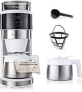 Barista-filterkoffiezetapparaat met instelbare molen (Pro Design) | Warmhoudfunctie, 24-uurs timer  permanentfilter | Voor 10 kopjes koffie | Koffiezetapparaat voor bonen en gemalen koffie [Wit](Wit met thermoskan)