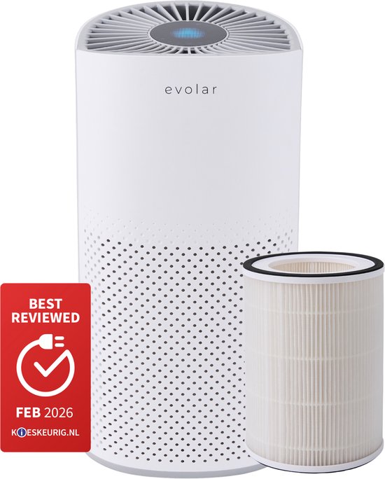 Evolar Luchtreiniger met HEPA 13 Filter - CADR: 200m3/h - Air Purifier - Slaapmodus - Luchtkwaliteit Indicator - Pure4(Wit - 1x HEPA 13 Filter/200)
